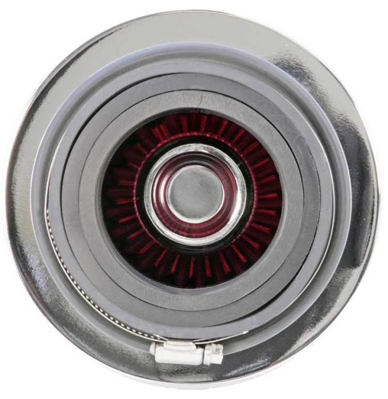 K&N Universal Air Filter Chrome Round Tapered Red - 4in Flange ID x 1.125in Flange Length x 5.5in H-thumbmail-19