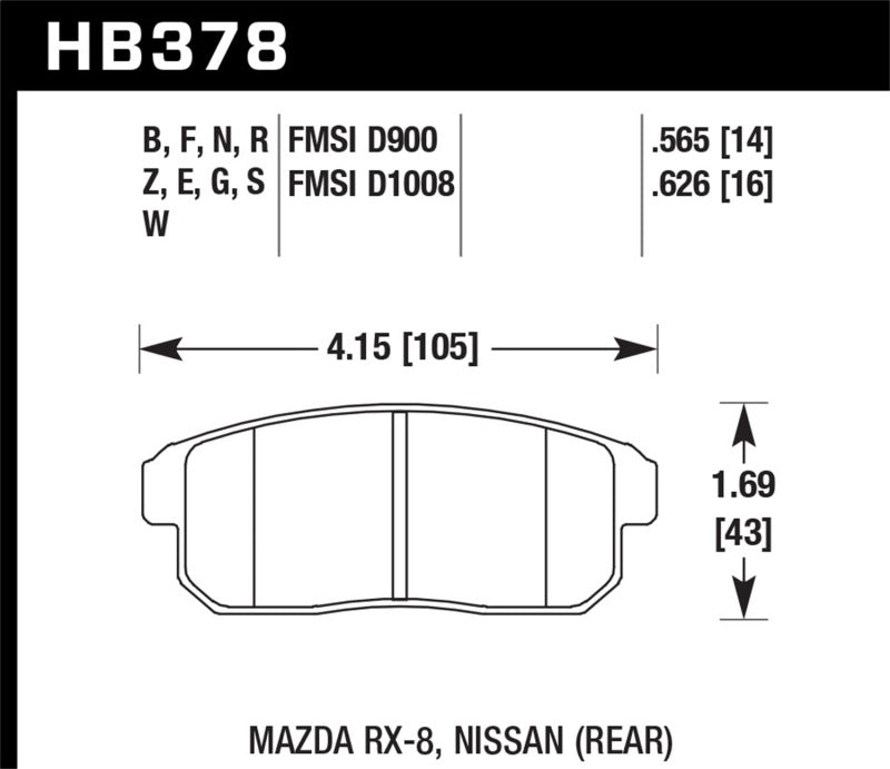 Hawk 2001-2001 Infiniti G20 (Made On or After 12-1-01) HPS 5.0 Rear Brake Pads-thumbmail-5
