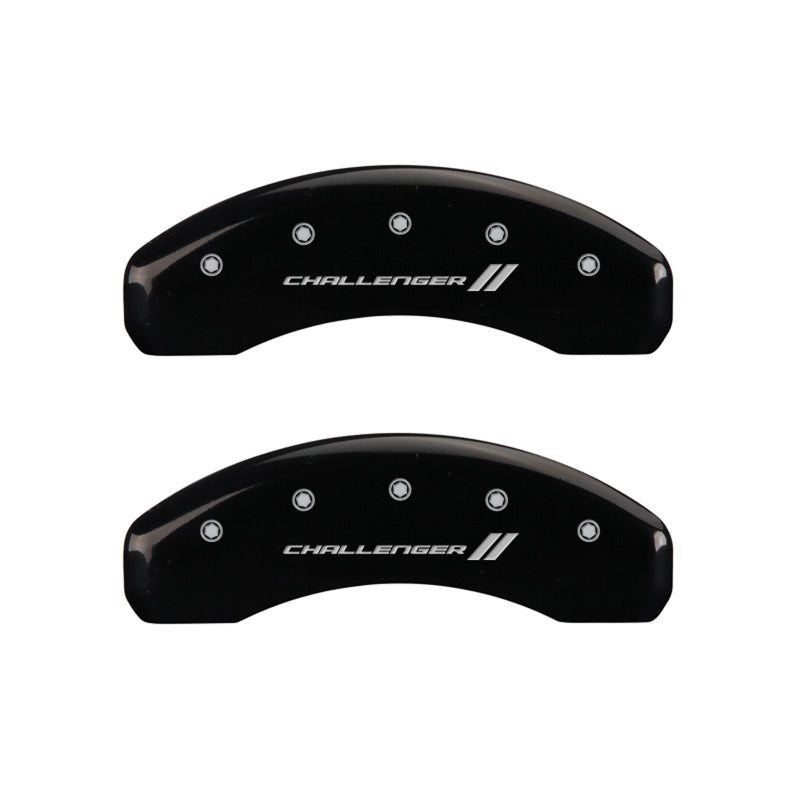 MGP 4 Caliper Covers Engraved Front & Rear With stripes/Challenger Black finish silver ch-thumbmail-5