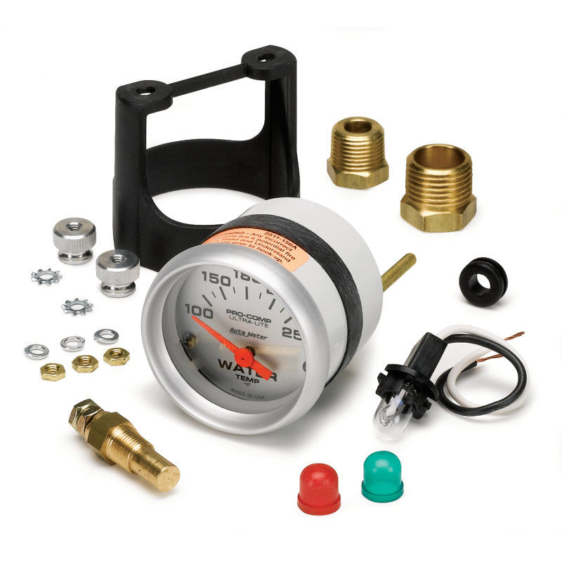 Autometer Ultra-Lite 52mm 100-250 Deg F Short Sweep ElectricWater Temp Gauge-thumbmail-2