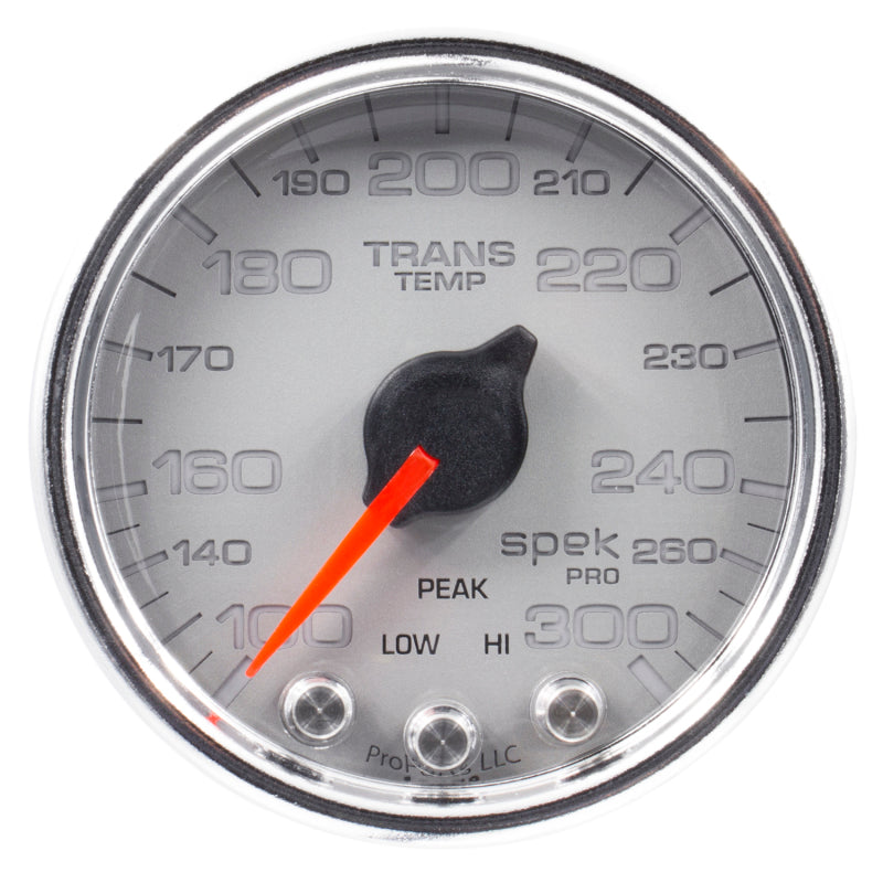Autometer Spek-Pro Gauge Trans Temp 2 1/16in 300f Stepper Motor W/Peak & Warn Slvr/Chrm-thumbmail-2
