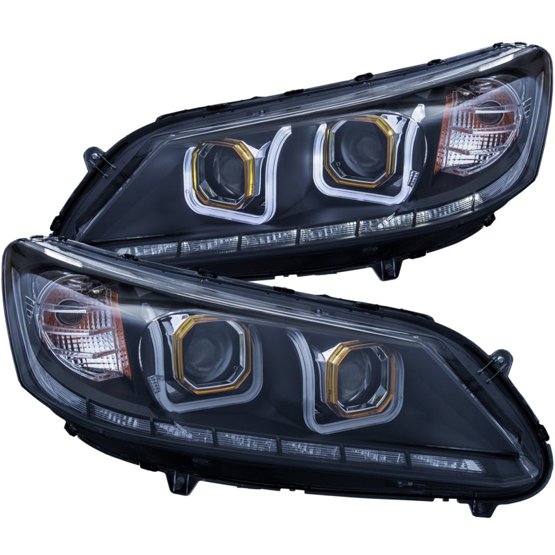 ANZO 2013-2015 Honda Accord Projector Headlights w/ U-Bar Black-thumbmail-3