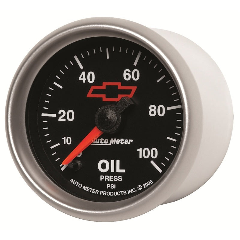 Autometer GM Bowtie Black 2-1/16in 0-100 PSI Oil Pressure - Stepper Motor-thumbmail-3