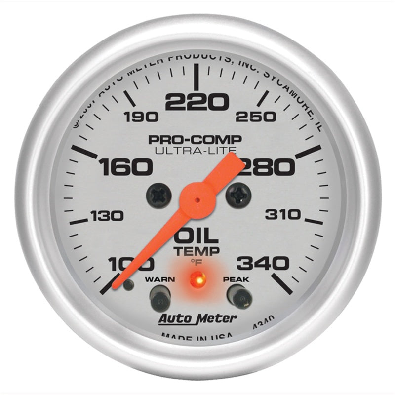 Autometer Ultra-Lite 2-1/16in. / 340 Degree F (Stepper Motor w/Peak & Warn) Oil Temperature Gauge-thumbmail-1