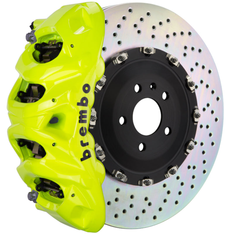 Brembo 07-14 Escalade/ESV/EXT Fr GT BBK 8Pis Cast 412x38 2pc Rotor Drilled-Fluo. Yellow-thumbmail-1