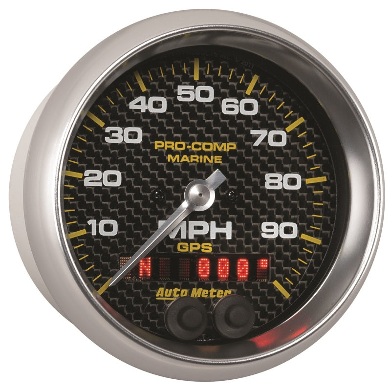 Autometer Marine Carbon Fiber 3-3/8in 100MPH GPS Speedometer Gauge-thumbmail-3