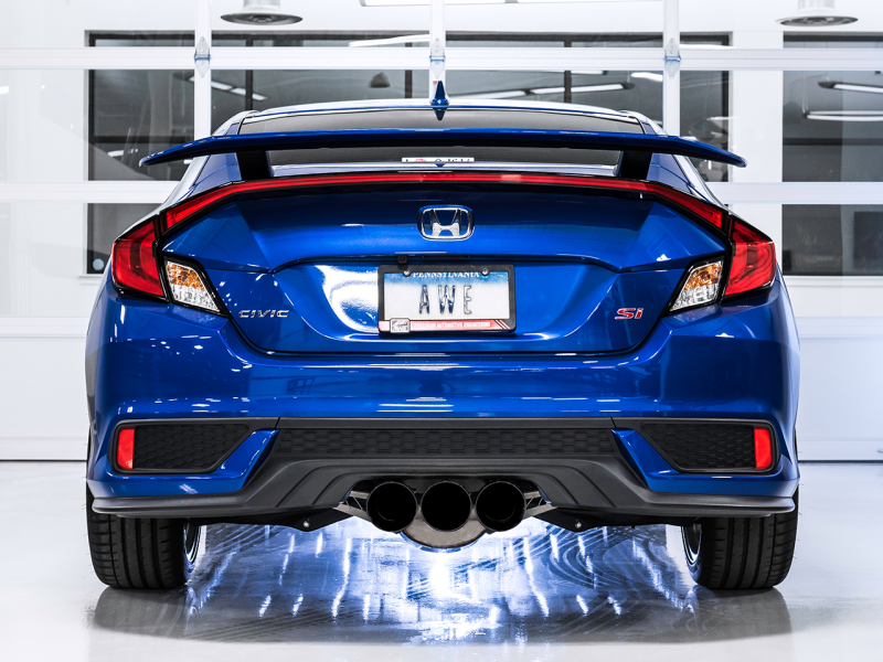 AWE Tuning Honda Civic Si 10th Gen 1.5L Turbo Dual-to-Triple Tip Conversion Kit - Diamond Black Tip-thumbmail-4