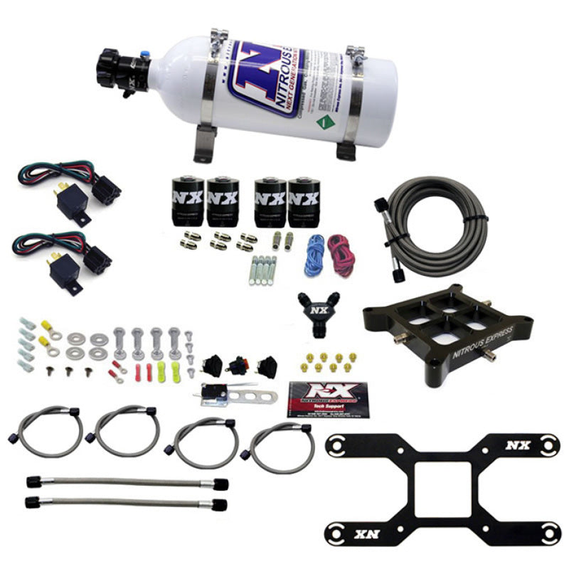 Nitrous Express 4150 Dual Stage Billet Crossbar Nitrous Kit (50-300 & 100-500HP) w/5lb Bottle-thumbmail-2