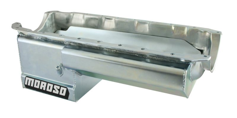 Moroso Chevrolet Big Block Mark IV Drag Race Baffled Power Pouch Wet Sump 6-7qt 8in Steel Oil Pan-thumbmail-1