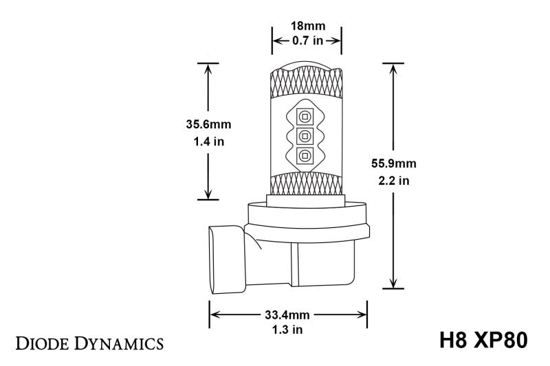 Diode Dynamics H8 XP80 LED - Cool - White (Pair)-thumbmail-4