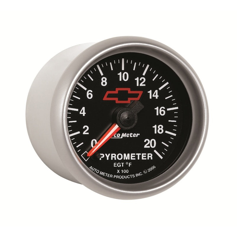 AutoMeter Gauge Pyrometer (Egt) 2-1/16in. 2000 Deg. F Stepper Motor Chevy Red Bowtie Black-thumbmail-4