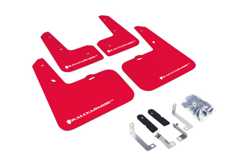 Rally Armor 12-18 Hyundai Veloster Red UR Mud Flap w/ White Logo-thumbmail-1