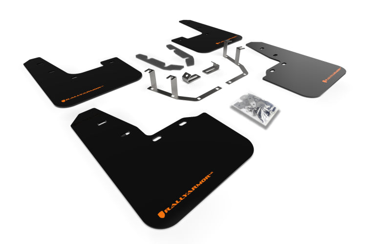 Rally Armor 18-22 Ford Fiesta ST MK8 Black UR Mud Flap w/ Orange Logo-thumbmail-4
