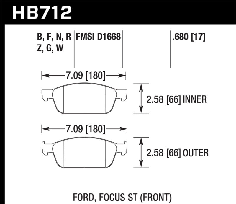 Hawk 13 Ford Focus Street 5.0 Front Brake Pads-thumbmail-4
