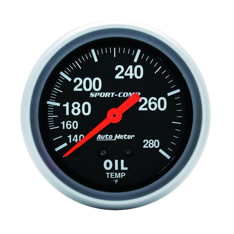 Autometer 2-5/8in 140-280 Degree F Mechanical 12ft Oil Temp Sport-Comp Gauge-thumbmail-1