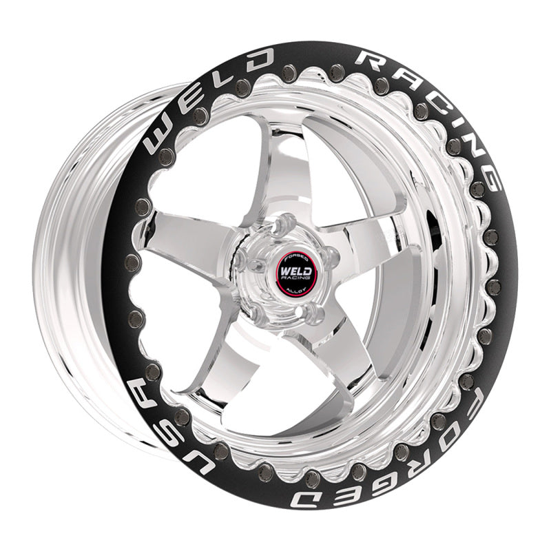 Weld S71 17x11 / 5x4.75 BP / 7.7in. BS Polished Wheel (High Pad) - Black Single Beadlock MT-thumbmail-1