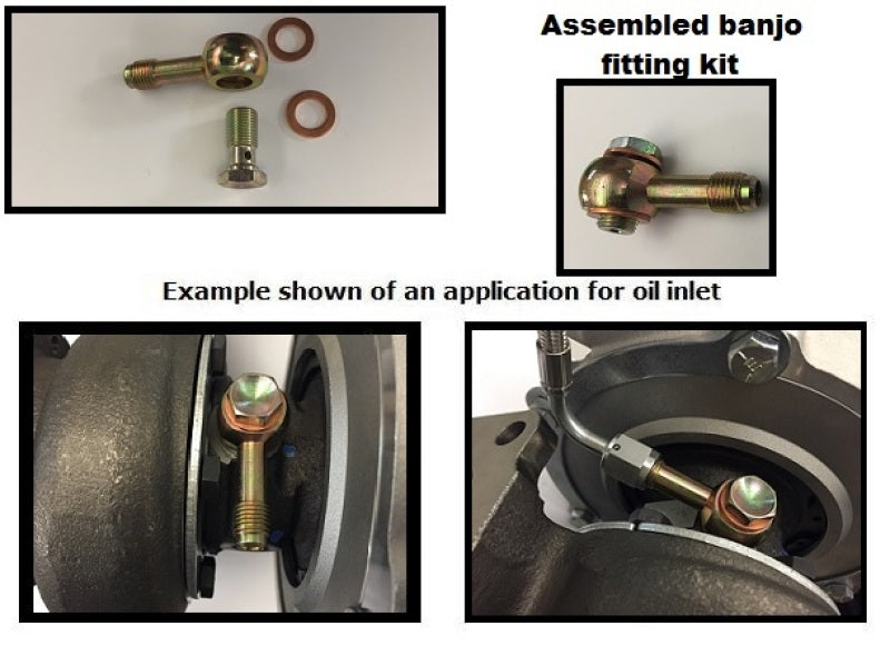 ATP Restrictor Long Banjo Style Low Profile -4 AN Oil Feed Lit (Incl Bolt) for GT25/GT28/GTX28/GTX30-thumbmail-1