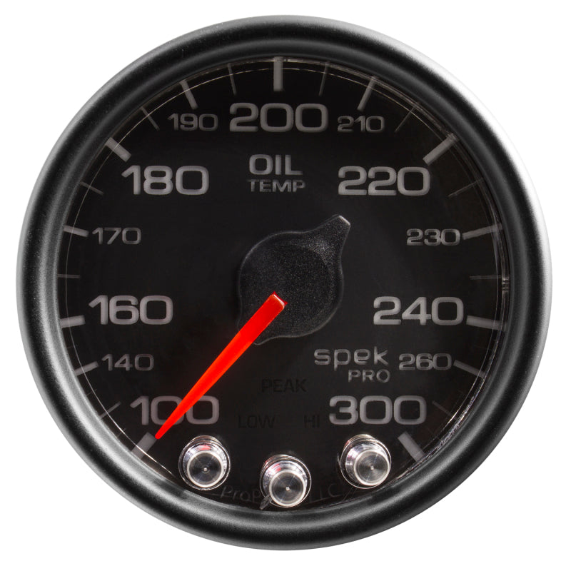 Autometer Spek-Pro Gauge Oil Temp 2 1/16in 300f Stepper Motor W/Peak & Warn Blk/Blk-thumbmail-2