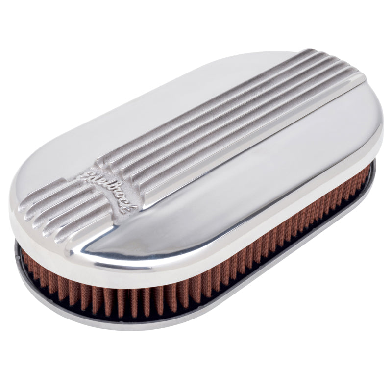 Edelbrock Air Cleaner Classic Series Oval Aluminum Top Cloth Element 17 5In X 9 35In X 3 9In-thumbmail-2
