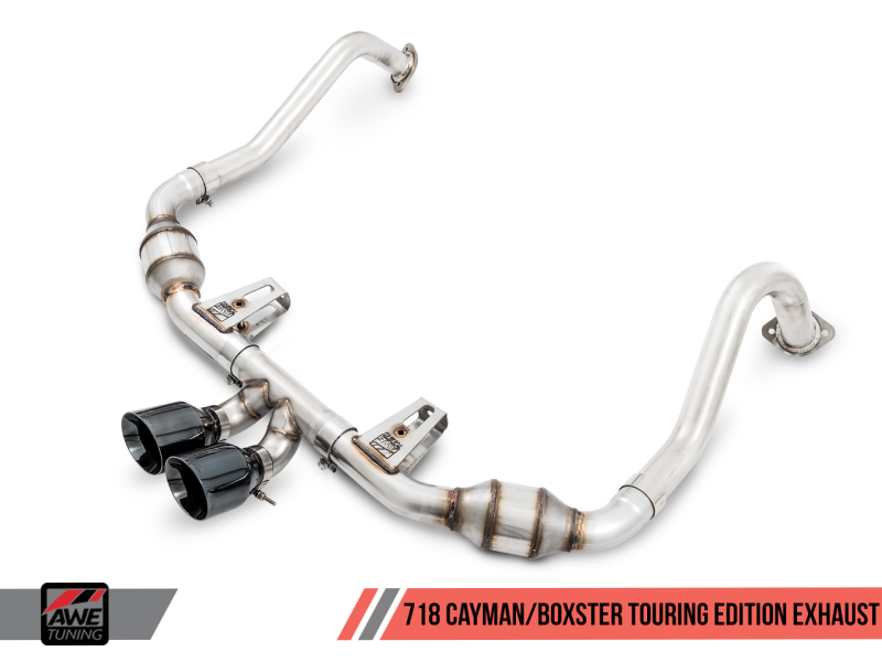 AWE Tuning Porsche 718 Boxster / Cayman Touring Edition Exhaust - Chrome Silver Tips-thumbmail-5