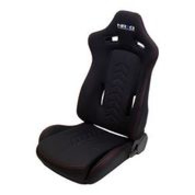 NRG Sport Seats (Pair) Cloth w/NRG Logo & NRG Arrow Cushion Imprint - Black w/Red Stitch-thumbmail-4