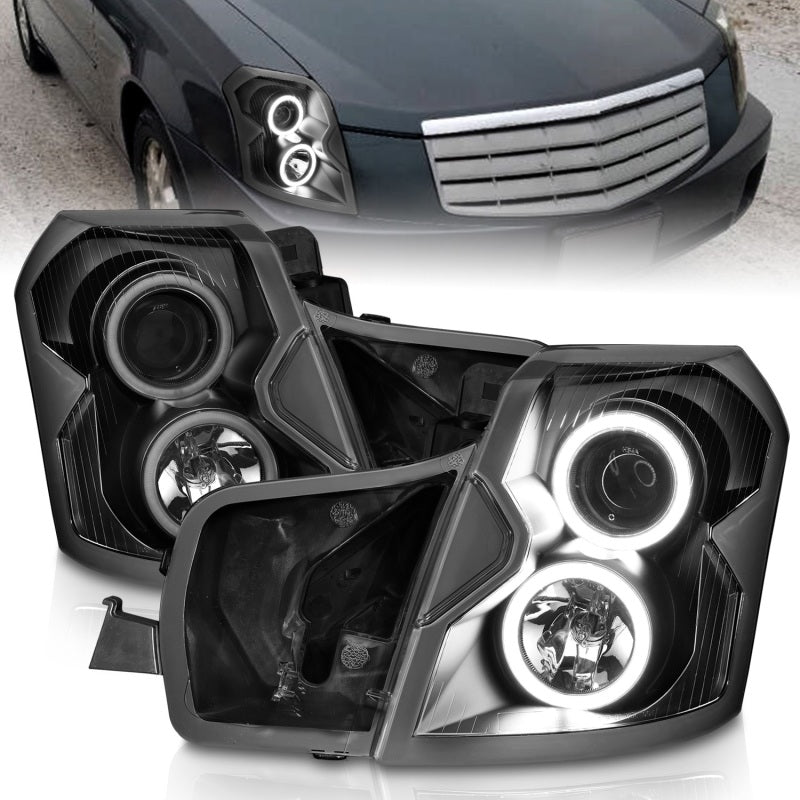 ANZO 2003-2007 Cadillac Cts Projector Headlights w/ Halo Black (CCFL)-thumbmail-2