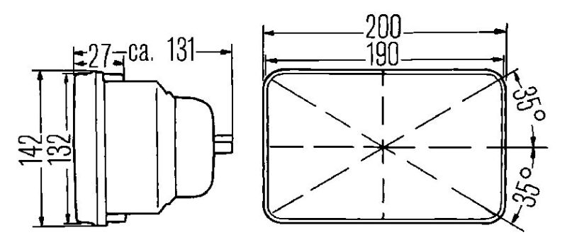 Hella Vision Plus 8in x 6in Sealed Beam Conversion Headlamp Kit (Legal in US for MOTORCYLCES ONLY)-thumbmail-7