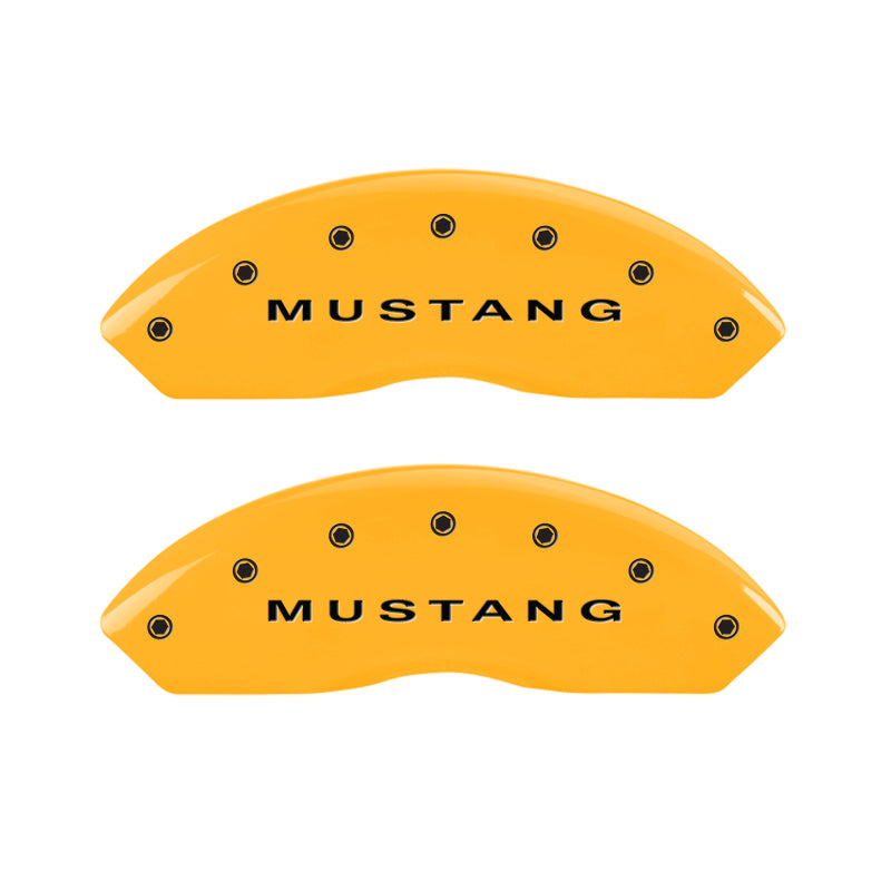 MGP 4 Caliper Covers Engraved Front Mustang - Engraved Rear S197/GT - Yel Finish Blk Characters-thumbmail-2
