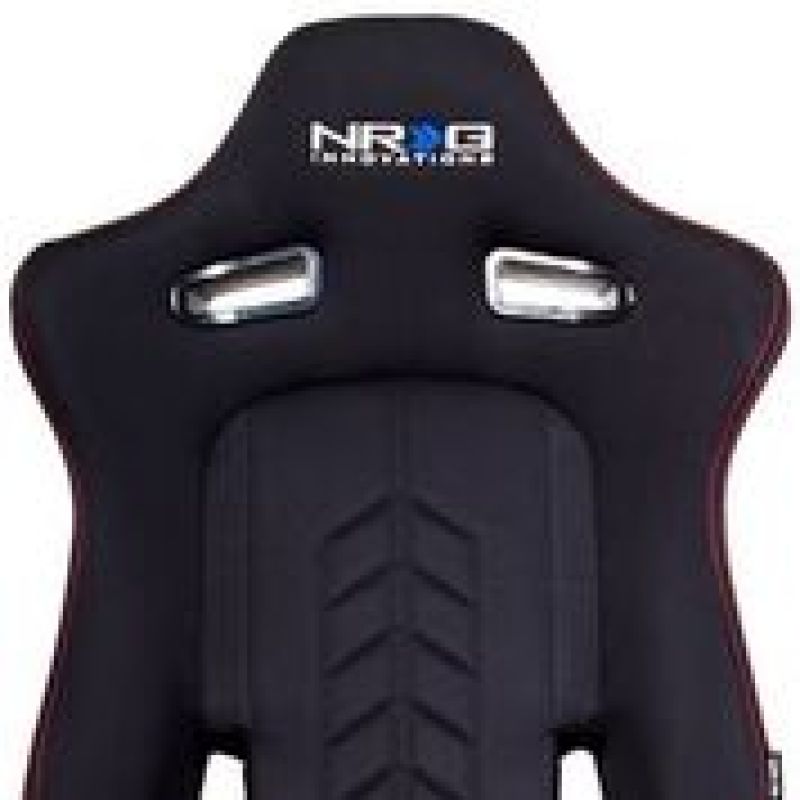 NRG Sport Seats (Pair) Cloth w/NRG Logo & NRG Arrow Cushion Imprint - Black w/Red Stitch-thumbmail-5