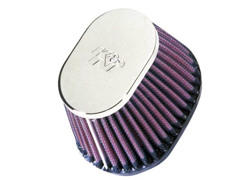 K&N Uni Chrome Oval Tapered Filter 2.125in FlgID x 4inB OL x 3inB OW x 3inT OL x 2inT OW x 2.75in H-thumbmail-5