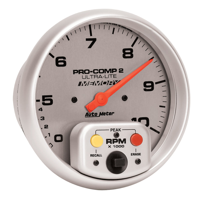 Autometer Ultra-Lite 5 inch 10K RPM In Dash Dual Range w/ Memory Tachometer-thumbmail-3