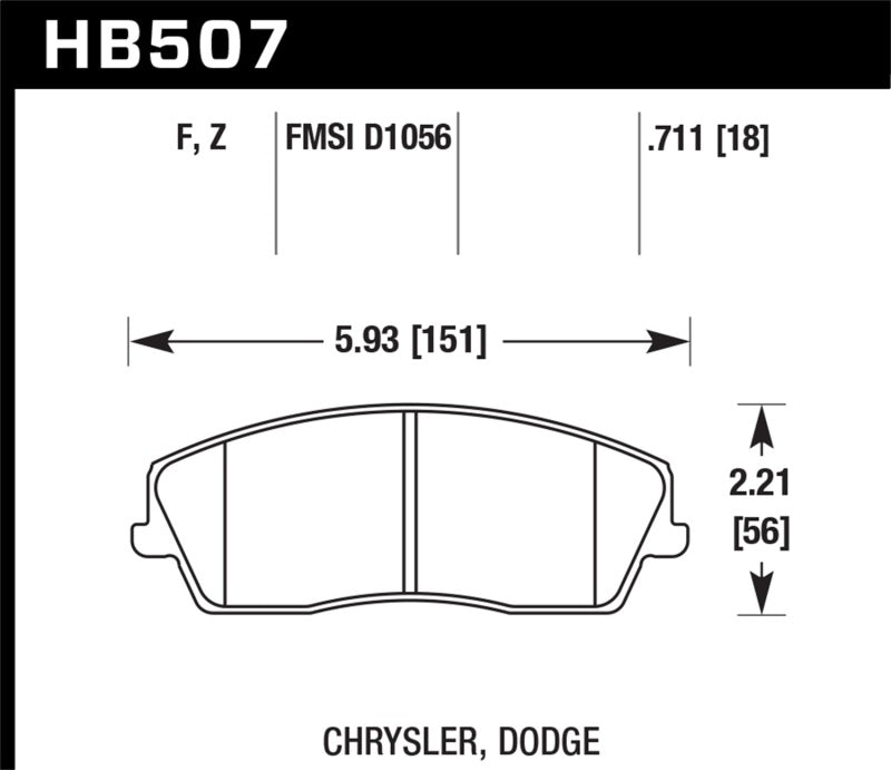 Hawk 09-10 Dodge Challenger SE / 06-10 Charger SE / 05-10 Chrylser 300 HPS Street Front Brake Pads-thumbmail-3
