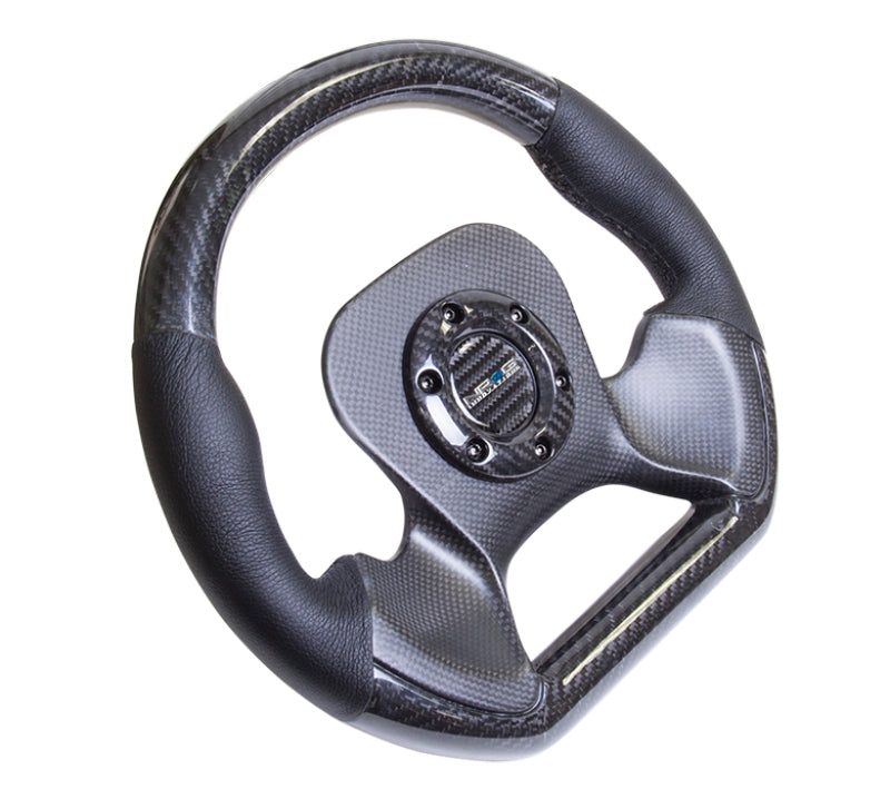 NRG Carbon Fiber Steering Wheel (320mm) CF Center Plate & Two-Tone Carbon w/Leather Trim Handles-thumbmail-5