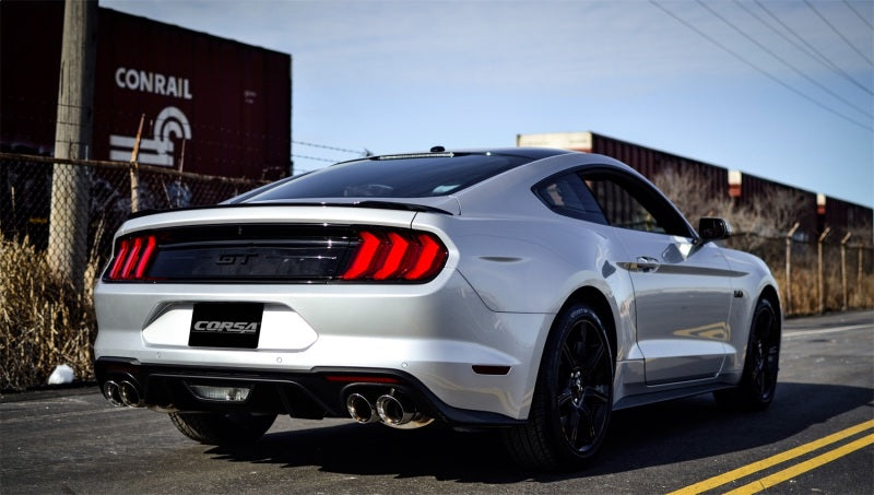 Corsa 2018+ Ford Mustang GT Fastback 5.0L 3in Cat-Back System Dual Rear Exit w/ 4in Black Tips-thumbmail-3
