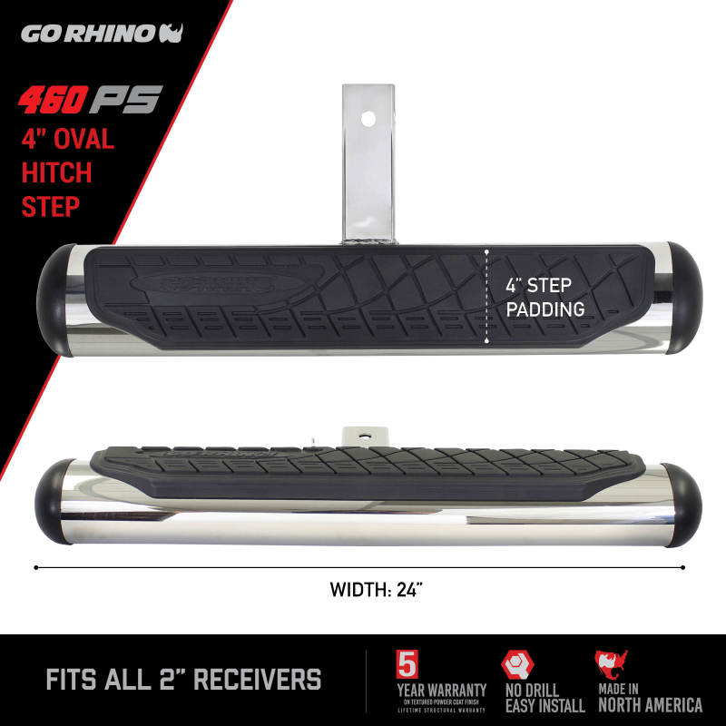 Go Rhino 4in Oval Hitch Step - Stainless-thumbmail-8