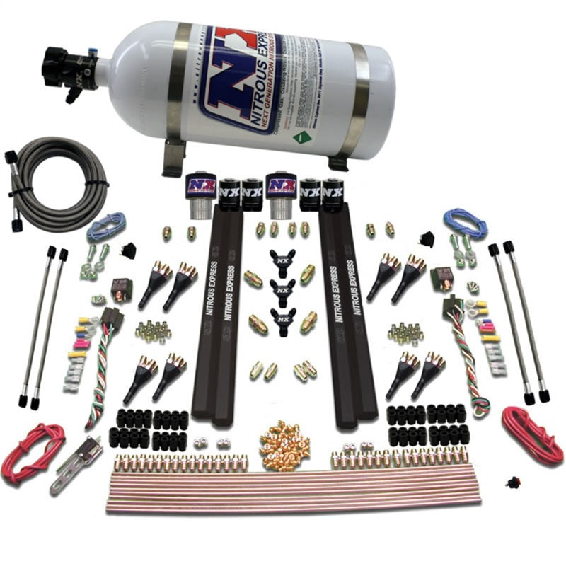 Nitrous Express SX2 Dual Stage/Gas/Rails 8 Nozzles Nitrous Kit (200-1200HP) w/10lb Bottle-thumbmail-3