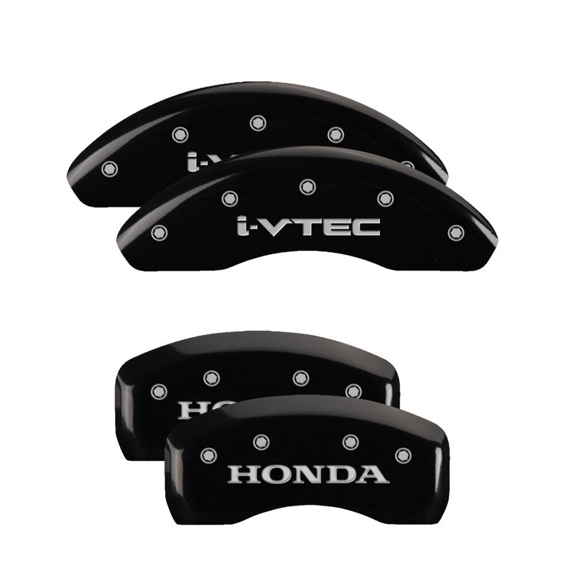MGP 4 Caliper Covers Engraved Front & Rear I-Vtec Black Finish Silver Char 2018 Honda Accord-thumbmail-2