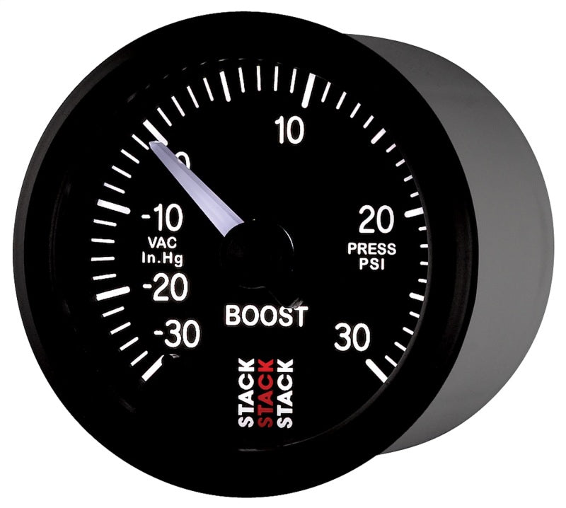 Autometer Stack 52mm -30INHG to +30 PSI (Incl T-Fitting) Pro Stepper Motor Boost Press Gauge - Black-thumbmail-5