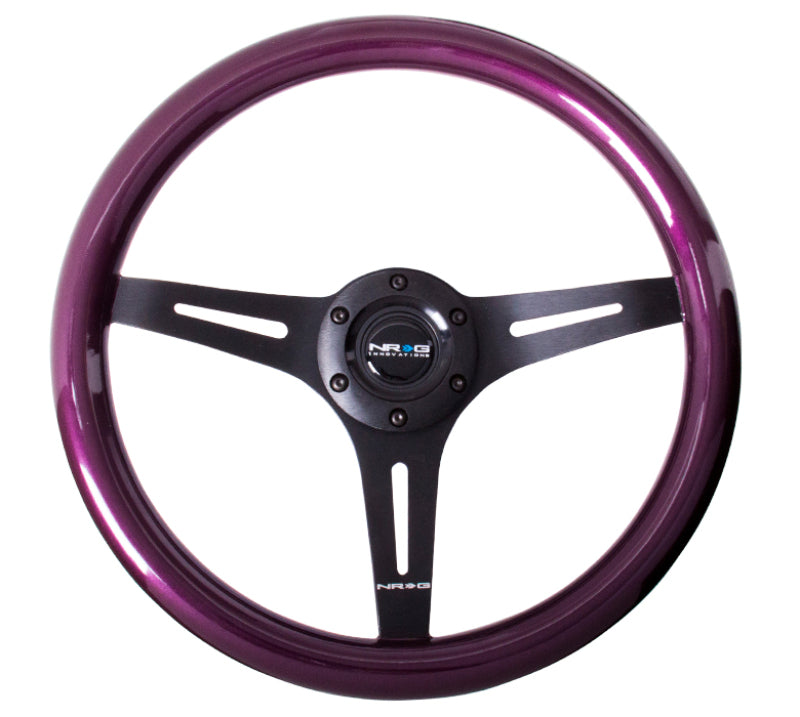 NRG Classic Wood Grain Steering Wheel (350mm) Purple Pearl/Flake Paint w/Black 3-Spoke Center-thumbmail-3