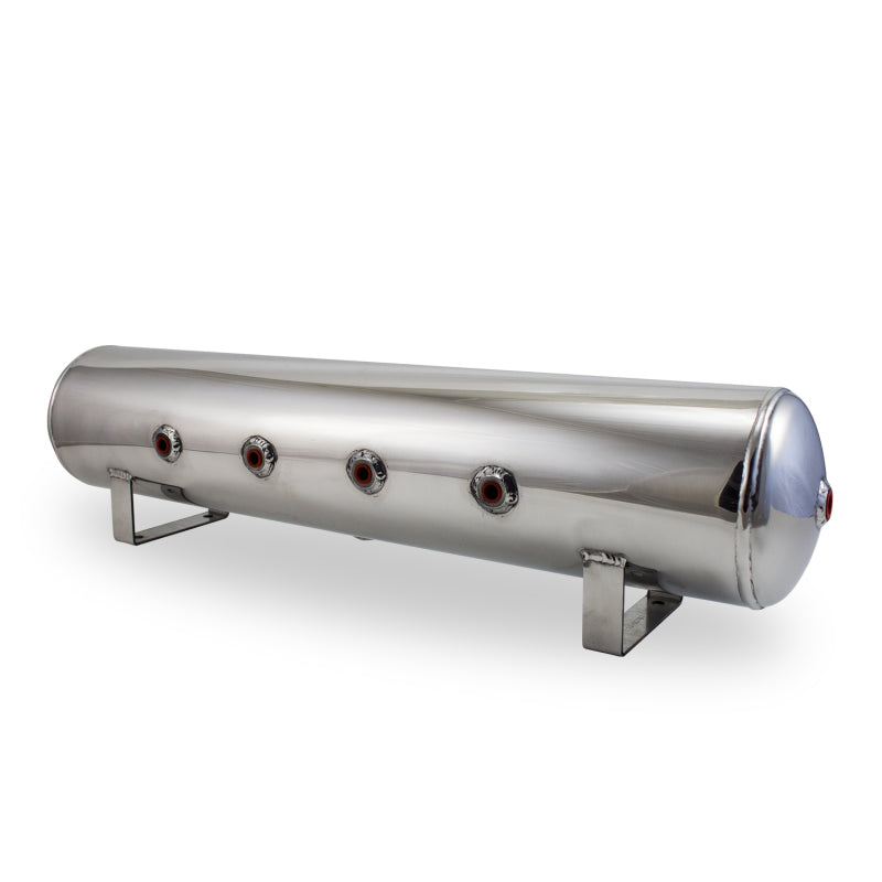Air Lift 4 Gal Alum Tank - (4) 1/4in Face (2) 3/8in Ports & 1/4in Drain - 30in L X 6in D - Polished-thumbmail-2
