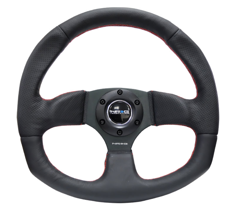 NRG Reinforced Steering Wheel (320mm Horizontal / 330mm Vertical) Leather w/Red Stitching-thumbmail-6
