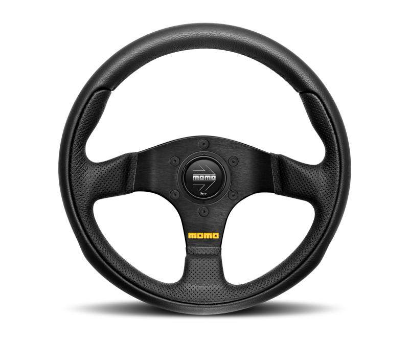 Momo Team Steering Wheel 300 mm - 4 Black Leather/Black Spokes-thumbmail-1
