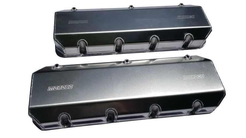 Moroso Brodix DN9 (w/3in Cylinder Heads) Valve Cover w/Billet Rail - Aluminum - Pair-thumbmail-1