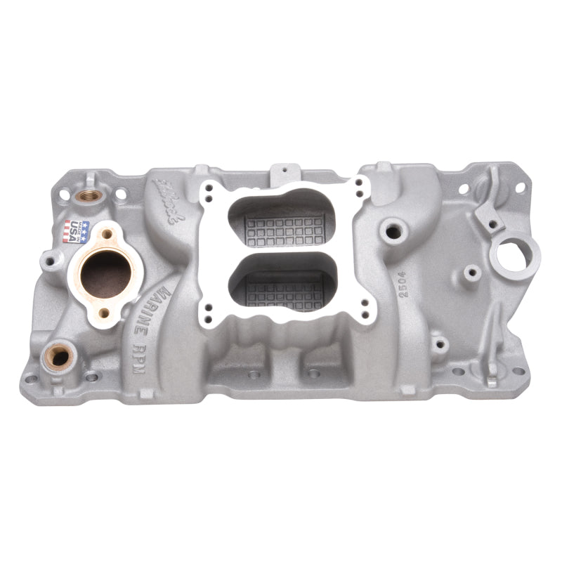 Edelbrock Manifold SBC 23-Degree Marine RPM 1955-1986 w/ Brass-thumbmail-2