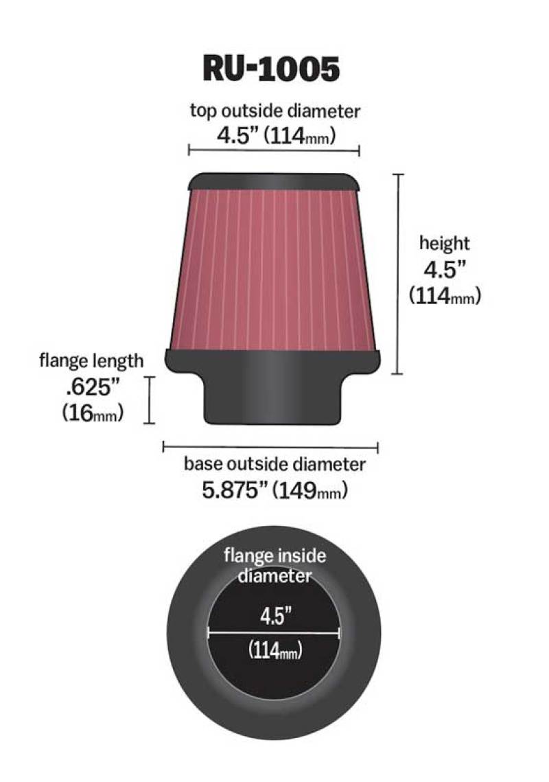 K&N Filter Universal X Stream Clamp-On 4-1/2in Flange 5-7/8in Base 4-1/2in Top 4-1/2in Height-thumbmail-11