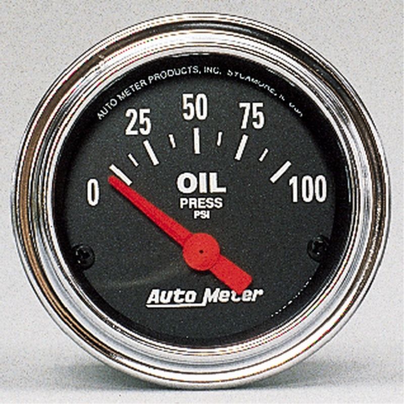 Autometer Traditional Chrome 52mm 0-100 PSI Short Sweep Electricall Oil Pressure Gauge-thumbmail-1