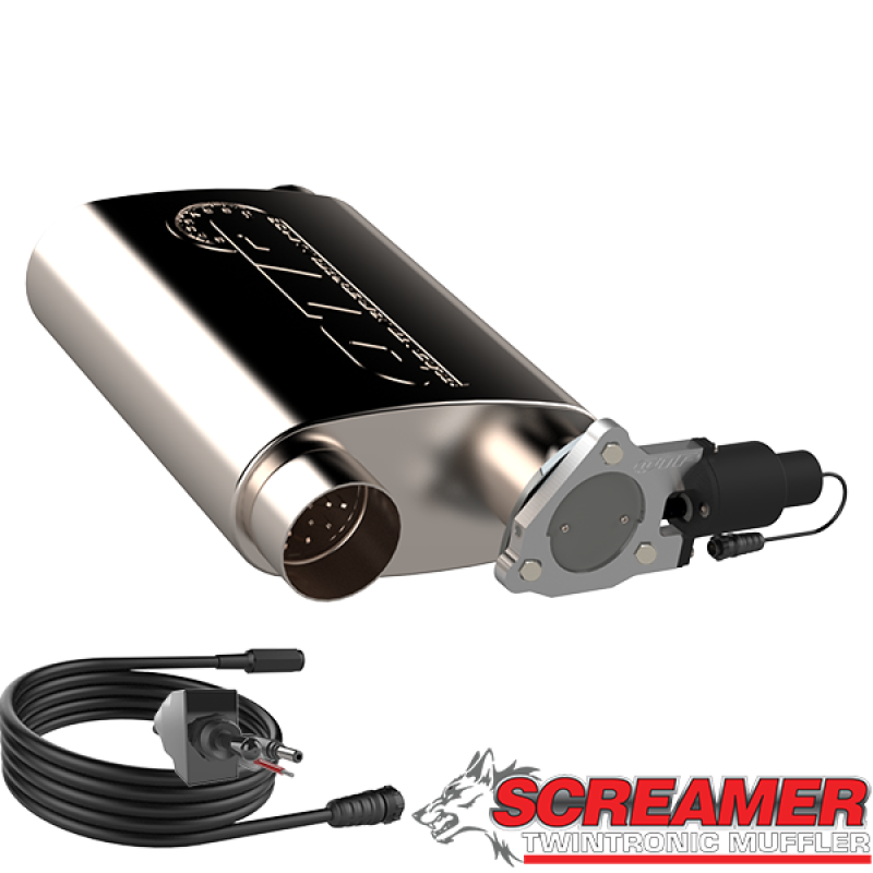 QTP 3in Weld-On 304SS Reverse Screamer Muffler w/Bolt-On QTEC Electric Cutout-thumbmail-5