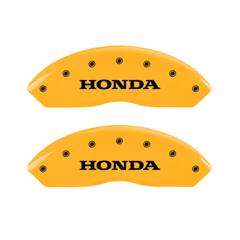 MGP 4 Caliper Covers Engraved Front & Rear Honda Yellow Finish Black Char 2006 Honda Accord-thumbmail-2