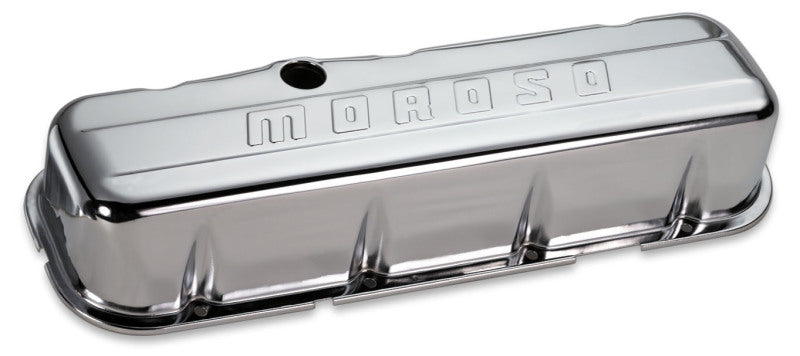 Moroso Chevrolet Big Block Valve Cover - w/Baffle - Stamped Steel Chrome Plated - Pair-thumbmail-1