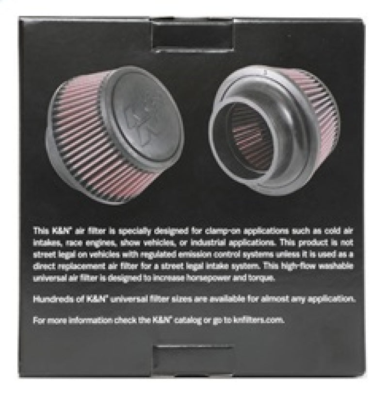 K&N Universal Round Clamp-On Air Filter 3in Flange ID x 6in Base OD x 4.625in Top OD x 3in Height-thumbmail-25